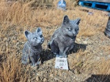 2 Small Concrete Cat Statuettes