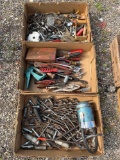 3 Boxes of Assorted Drill Bits, Hardware, & Hand Tools
