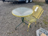 Small Outdoor Glass Top Bistro Table w/ Chair