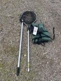 Small Boat Anchor, Fishing Net, & Life Jacket