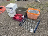 Plastic Tubs, Plastic File Cabinet, & Plastic Shoe Stand