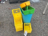 Small Plastic Crates, Trash Can, & Organizers