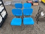 4 Metal Base Plastic Top Chairs