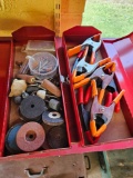 2 toolboxes with clamps, grinding attachments