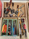 Drills, pliers, screw drivers