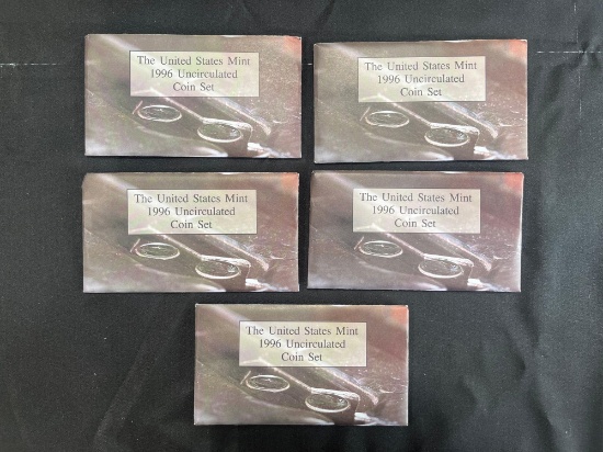 (5) The U.S. Mint 1996 Uncirculated Coin Sets