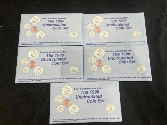 (5) 1998 U.S. Mint Uncirculated Coin Sets