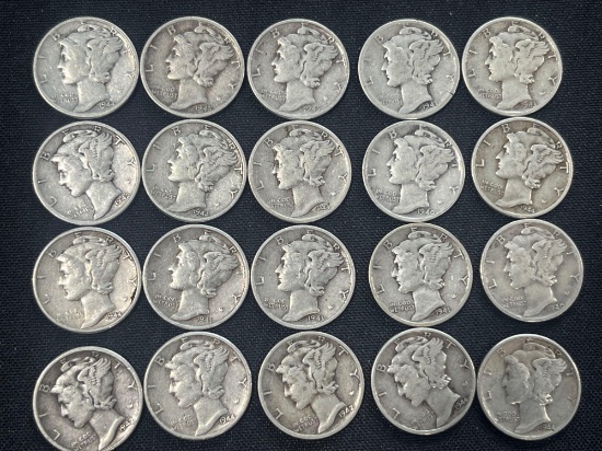 (20) 1940s Mercury Dimes