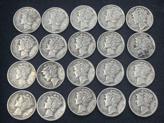 (20) 1940s Mercury Dimes