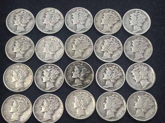 (20) 1940s Mercury Dimes