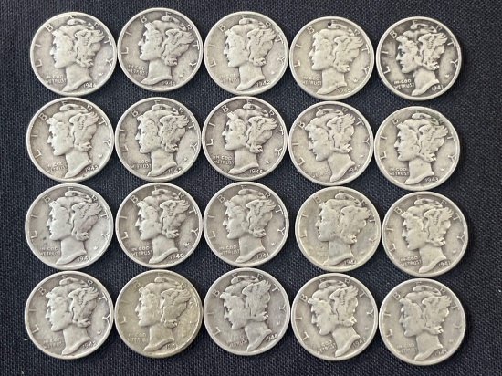 (20) 1940s Mercury Dimes