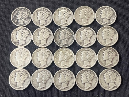 (20) 1940s Mercury Dimes
