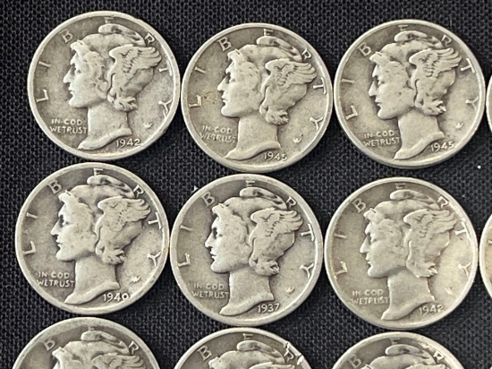 (20) 1940s Mercury Dimes
