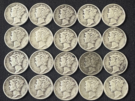 (20) 1940s Mercury Dimes