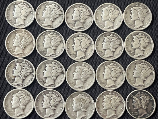 (20) 1940s Mercury Dimes