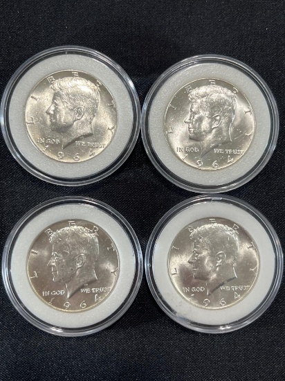 (4) 1964 Kennedy Half Dollars
