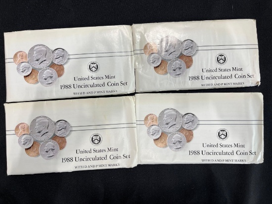 (4) 1988 U.S. Mint Uncirculated Coin Sets