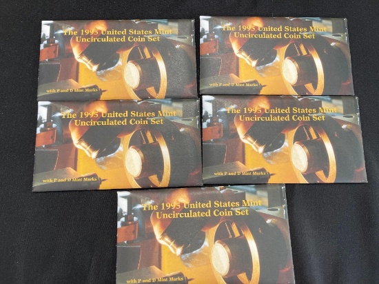 (5) 1995 U.S. Mint Uncirculated Coin Sets