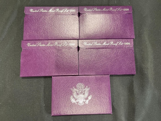 (5) 1990 U.S. Mint Proof Coin Sets