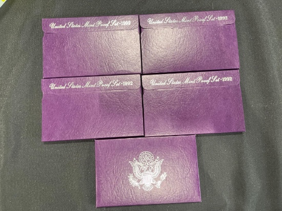 (5) 1992 U.S. Mint Proof Coin Sets