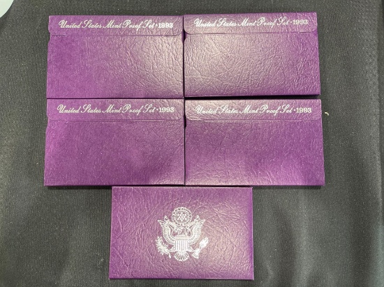 (5) 1993 U.S. Mint Proof Coin Sets