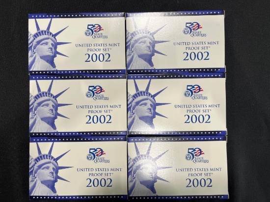 (6) 2002 United States Mint Proof Sets