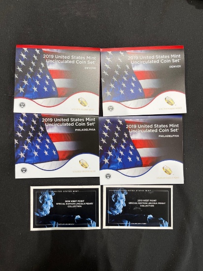 (4) 2019 P and D U.S. Mint Uncirculated Coin Sets