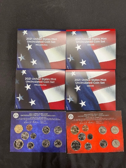(6) 2021-2022 P and D U.S. Mint Uncirculated Coin Sets