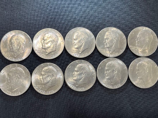 (10) 1976 Bicentennial Eisenhower Dollar Coins