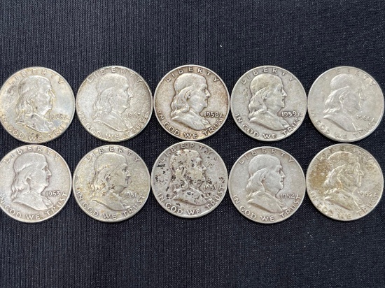 (10) 1951-1963 Franklin Half Dollars