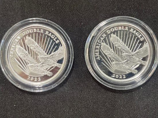 (2) 2022 Silver American Double Eagle Coins