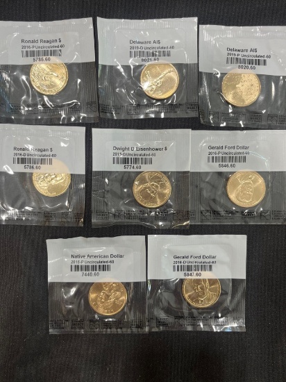 (8) Commemorative Uncirculated Dollar Coins