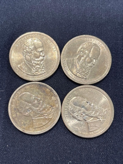 (4) Presidential Rutherford B. Hayes Dollar Coins