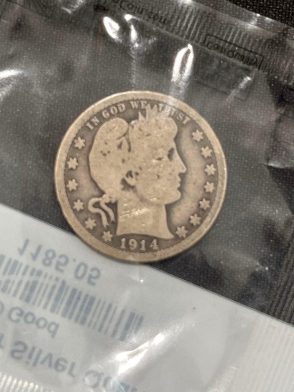 1914 Barber Silver Quarter