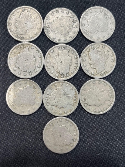 (10) Liberty Head V Nickels