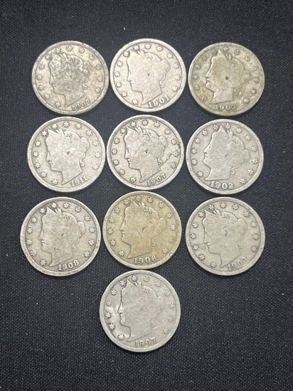 (10) Liberty Head V Nickels