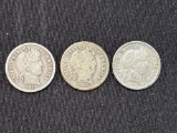 (3) 1911 and 1912 Barber Dimes