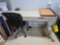Desk, paper cutter, desk chair