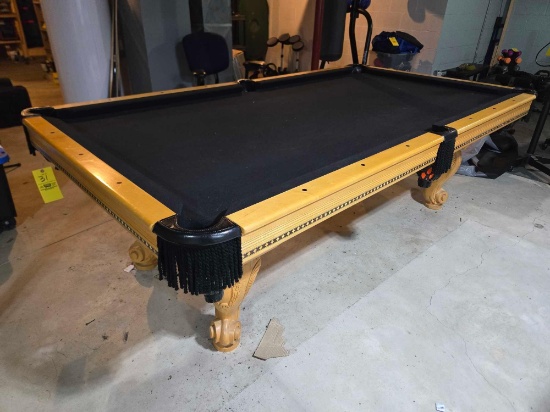 Slate pool table 8 foot, (5) pool sticks, cover, billiard balls
