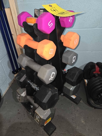 (5) Sets of dumbells with stand