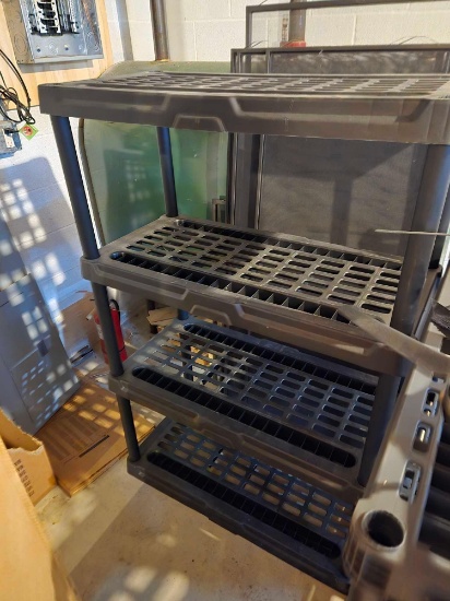 (2) Plastic shelves, metal shelf brackets