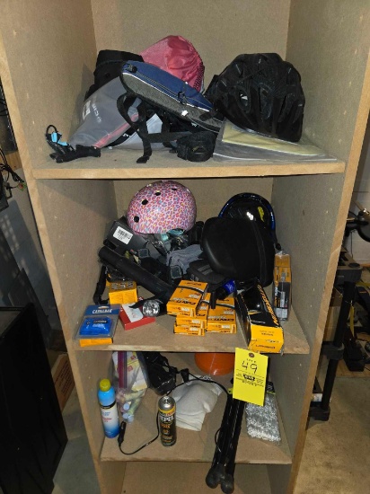 Bike accessories, tubes, helmets, basketball net, and more