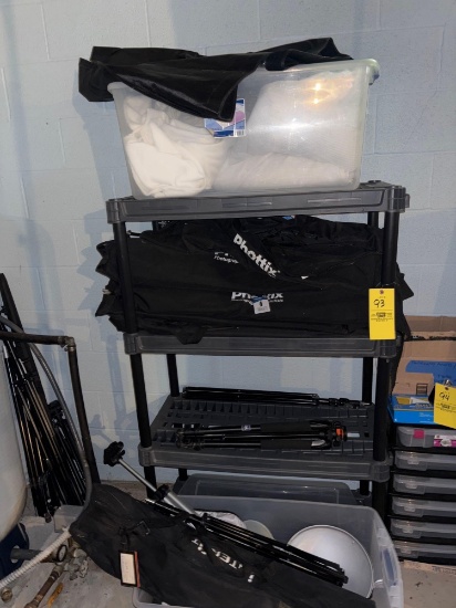 Phottix backdrops, tripods, shelf