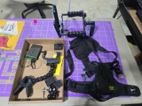GoPro black 7, GoPro battery refuel, clamp, battery pack, neewer video stabilizer, chest harness