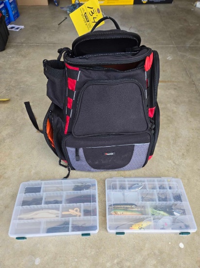 Piscifun tackle bag, ned rig hooks, topwater baits, plastic baits