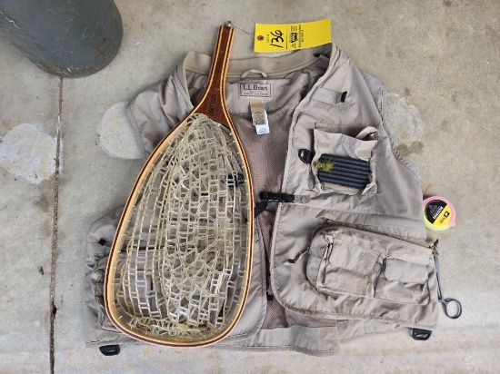 L.L. Bean XXL fishing vest, Eagle claw net
