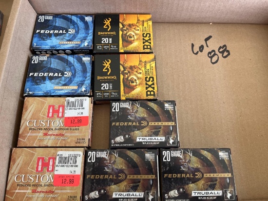 (9) Boxes 20ga Slugs