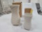 NIB Longaberger Pottery Ivory-Colored Woven Reflections Hostess Large Vase & Small Vase