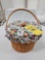 1990 Longaberger Large Round Sewing Basket w/ Lid, Liner, Protector, & Sewing Contents