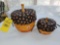 (2) 1997 Longaberger Halloween Pumpkin Baskets w/ Lids & Protectors
